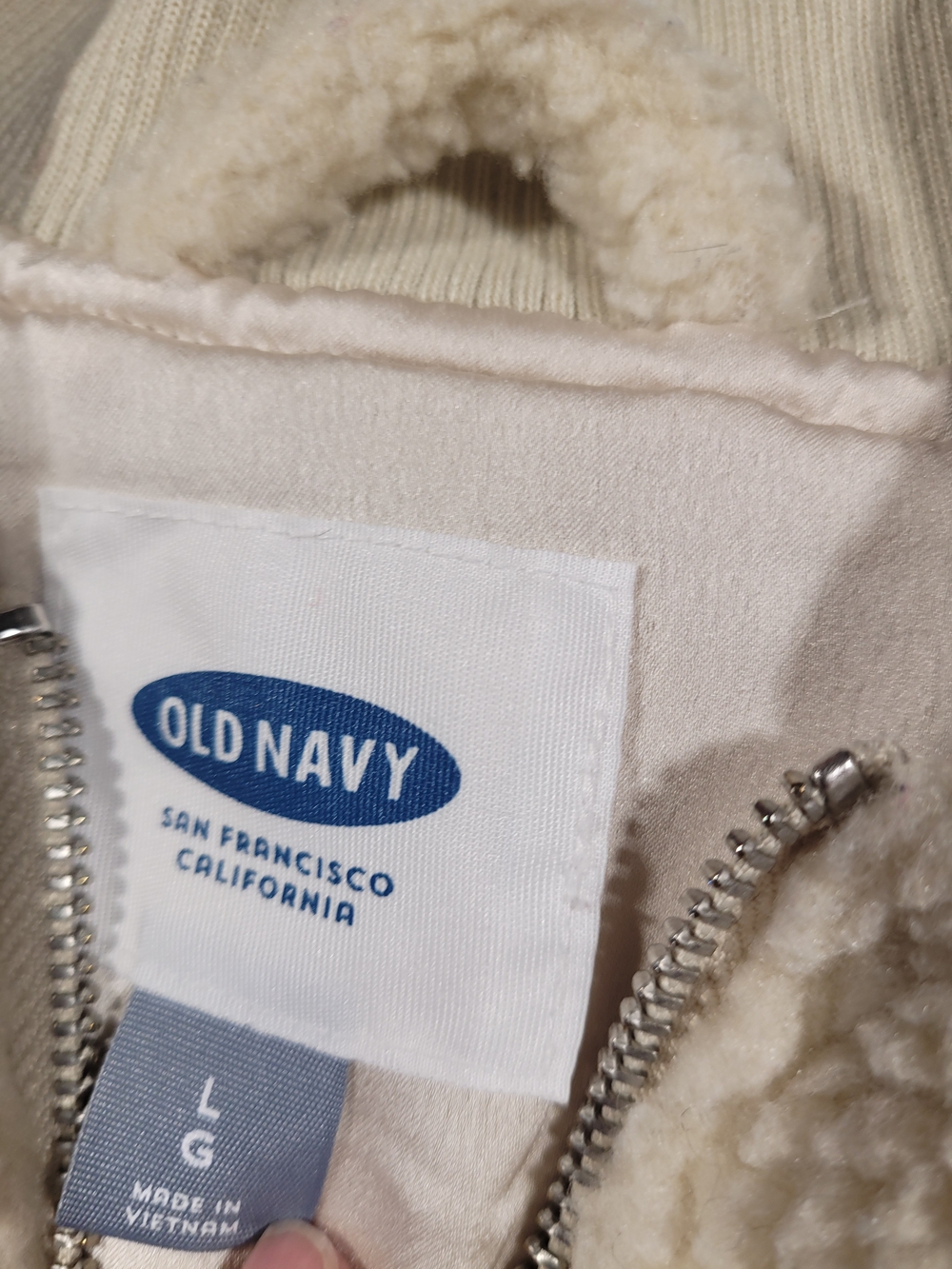 Old Navy Cream Sherpa Zip Bomber Jacket - Picture 2 of 4